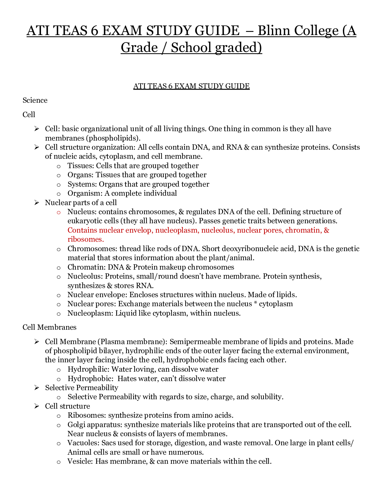 Preview image of ATI TEAS 6 EXAM STUDY GUIDE document